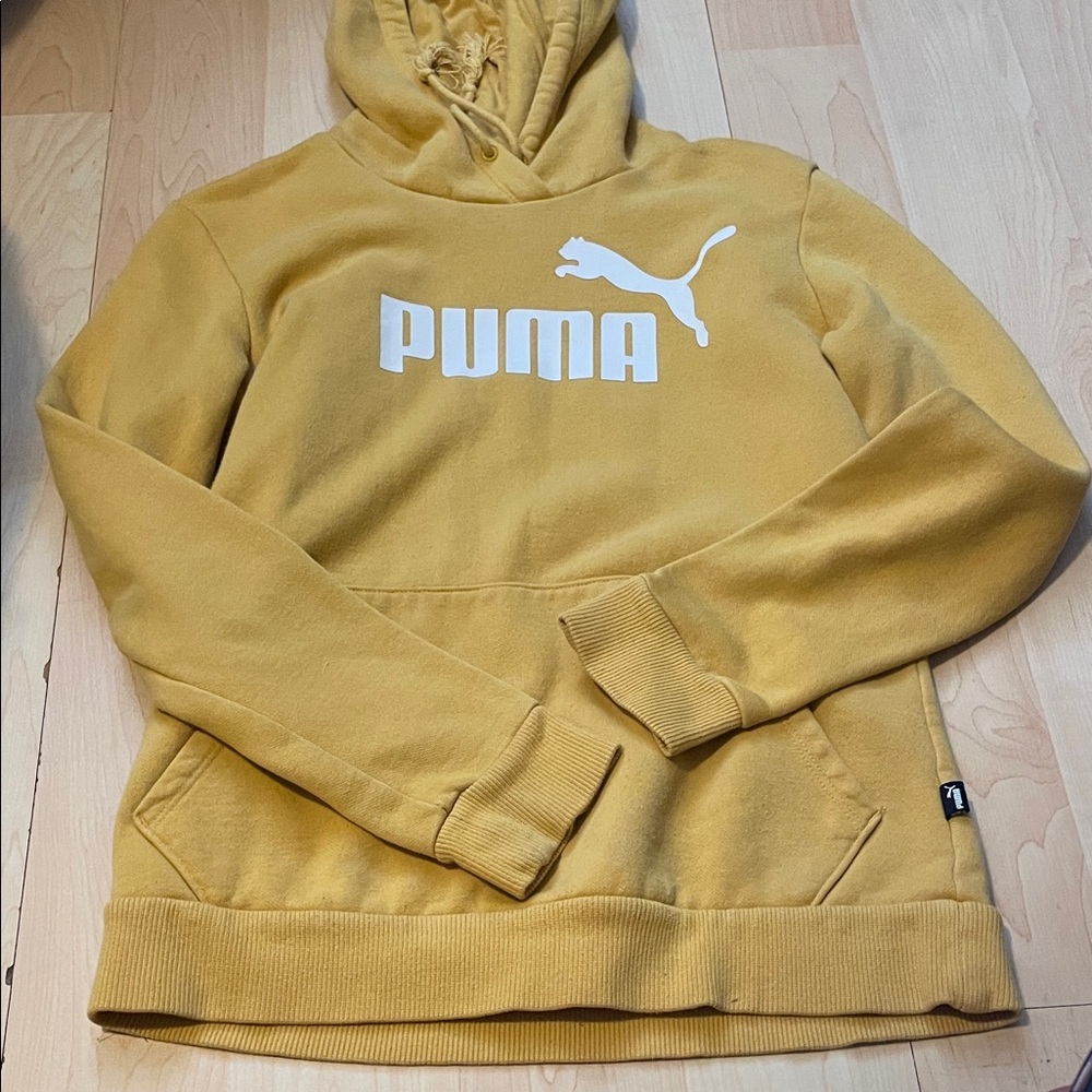 Puma Mustard Yellow Hoodie with White Logo